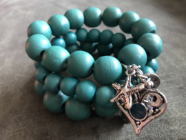 Armband houten kralen turquoise