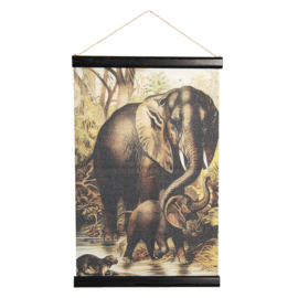 Wandkaart olifanten 40x60