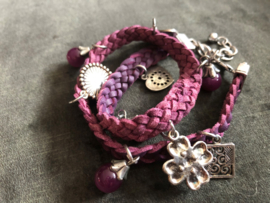 Armband vlecht smal lila