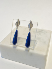 Zilver + Lapis lazuli druppels