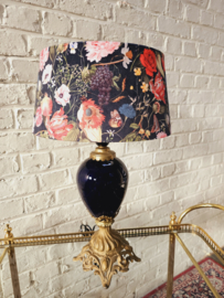 Prachtige vintage lamp met nieuwe velours lampenkap, sfeerlamp, tafellamp