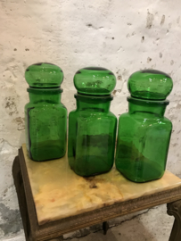 Vintage voorraadpotten groen glas