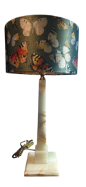 Vintage xl sfeerlamp / tafellamp onyx en vlinders