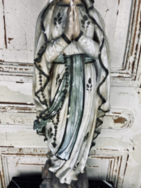 Groot antiek Mariabeeld van gips, prachtig!