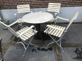 Brocante Franse style bistro set tuinstoelen, hardhout