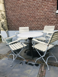 Brocante Franse style bistro set tuinstoelen, hardhout