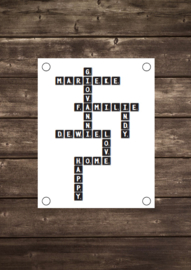Tuinposter Scrabble met eigen namen - Diverse formaten