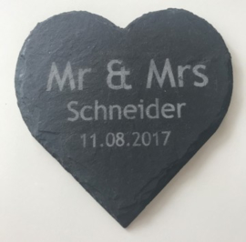 Mr&Mrs Achternaam + Datum Onderzetters set van 6