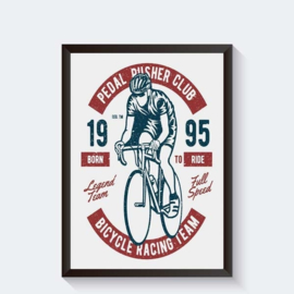 Sporter met racefiets op vintage poster