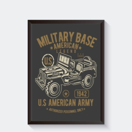 Stoere poster met Amerikaanse legerjeep