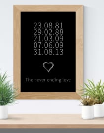 The never ending love - Poster zwarte achtergrond
