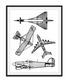 Serie vliegtuigen poster