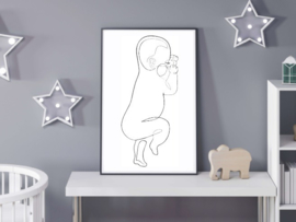 Baby poster op ware grootte - Lijntekening