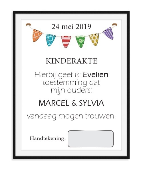 Spiksplinternieuw Kinderakte Trouwen - Bruidspaar | Trouwposters | KJEKK HN-58