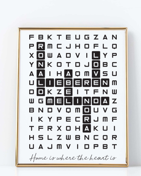 Buskruit Schema pint Scrabble woordzoeker familie poster | Trouwposters | KJEKK