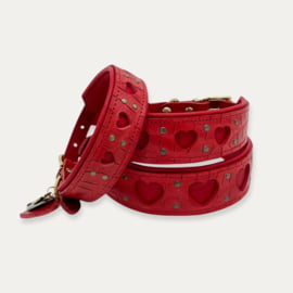 HALSBAND - MY VALENTINE CROCO RED