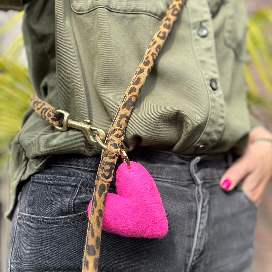 LEATHER LEASH - SUEDE LEOPARD