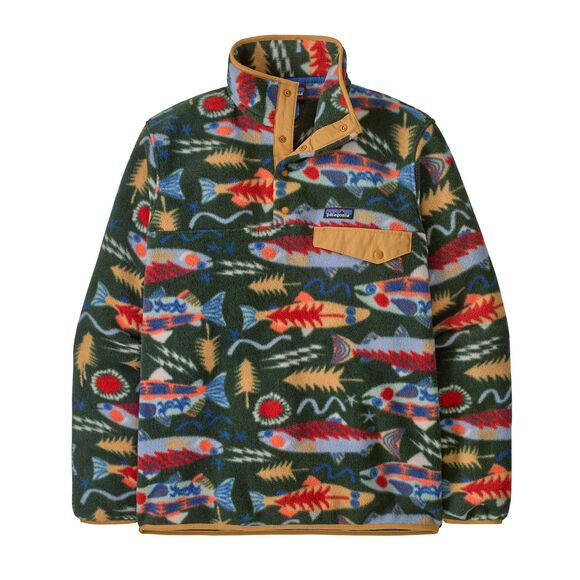 Patagonia M's Lightweight Synchilla Snap-T Pullover Salmon Energy: Old Growth Green