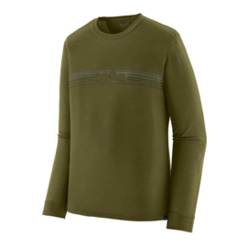 Patagonia L/S Cap Cool Merino Blend Graphic Shirt - Strata Stripe: Pond GreenGREY
