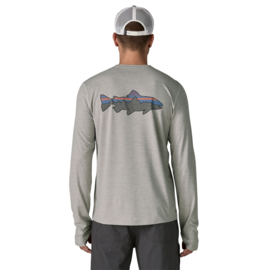 Patagonia Long Sleeve Cap Cool Sun Shirt – Fitz Roy Trout - Crisp Grey/Salt Grey