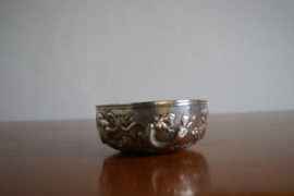 Rare antique Chinese Export Silver dragon bowl made by Wang Hing & Co, Hong Kong, ca 1900