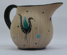Vintage Italian Studio Art Pottery - ceramic pitcher by Pimpinelli Menotta, Deruta, ca 1950's