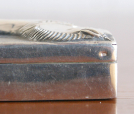 Rare Vintage solid silver snuff tobacco box with "horse" decor, ca. 1950s