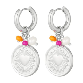 Oorbellen Love Coin | Zilver