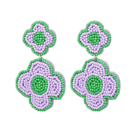 Statement oorbellen Flower Lilac Green