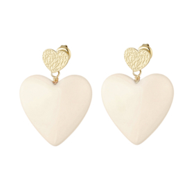 Oorbellen Heart Beat | Beige Goud