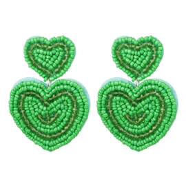 Statement oorbellen Green Heart