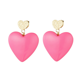 Oorbellen Heart Beat | Roze Goud