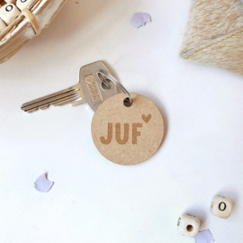 Sleutelhanger juf (hout)