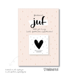 Ansichtkaart + zakje bloemzaadjes | Bedankt juf  of meester dat je mij liet groeien & bloeien