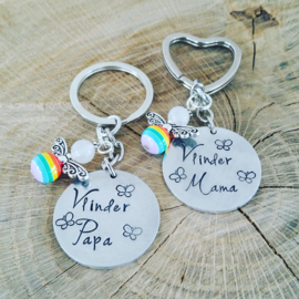 Sleutelhanger set vlindermama en vlinderpapa