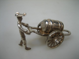 Zilver oud miniatuur handkar met whiskyton uit ca. 1979