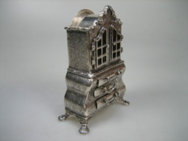 Zilveren Oude Kabinet Porselein Kast Miniatuur uit ca. 1980