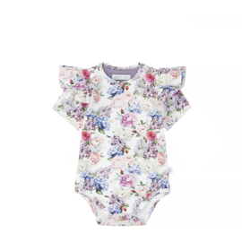 Ewa body met ruffle korte mouw bloemen