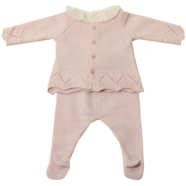 Dr. Kid 2-delig setje roze met ruffle kraag (newborn)