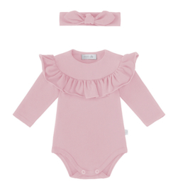 Ewa body met ruffle lange mouw roze