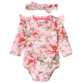 Ewa body met ruffle lange mouw Candy Flower