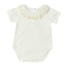 Dr. Kid body wit/beige ruffle kraag korte mouw