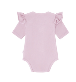 Ewa body met ruffle korte mouw roze