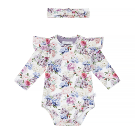 Ewa body met ruffle lange mouw bloemen