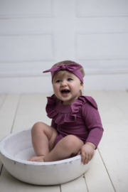Ewa body met ruffle lange mouw magenta