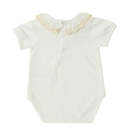 Dr. Kid body wit/beige ruffle kraag korte mouw