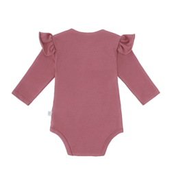 Ewa body met ruffle lange mouw magenta