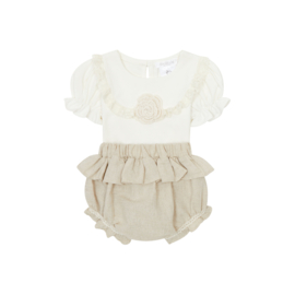 Deolinda bloomerset wit/beige bloem