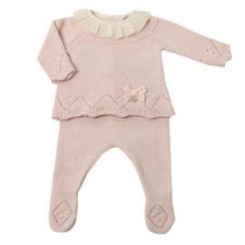 Dr. Kid 2-delig setje roze met ruffle kraag (newborn)