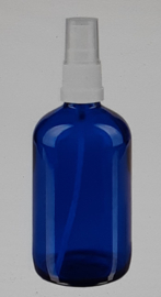 Fles blauw glas, 100ml met verstuiver